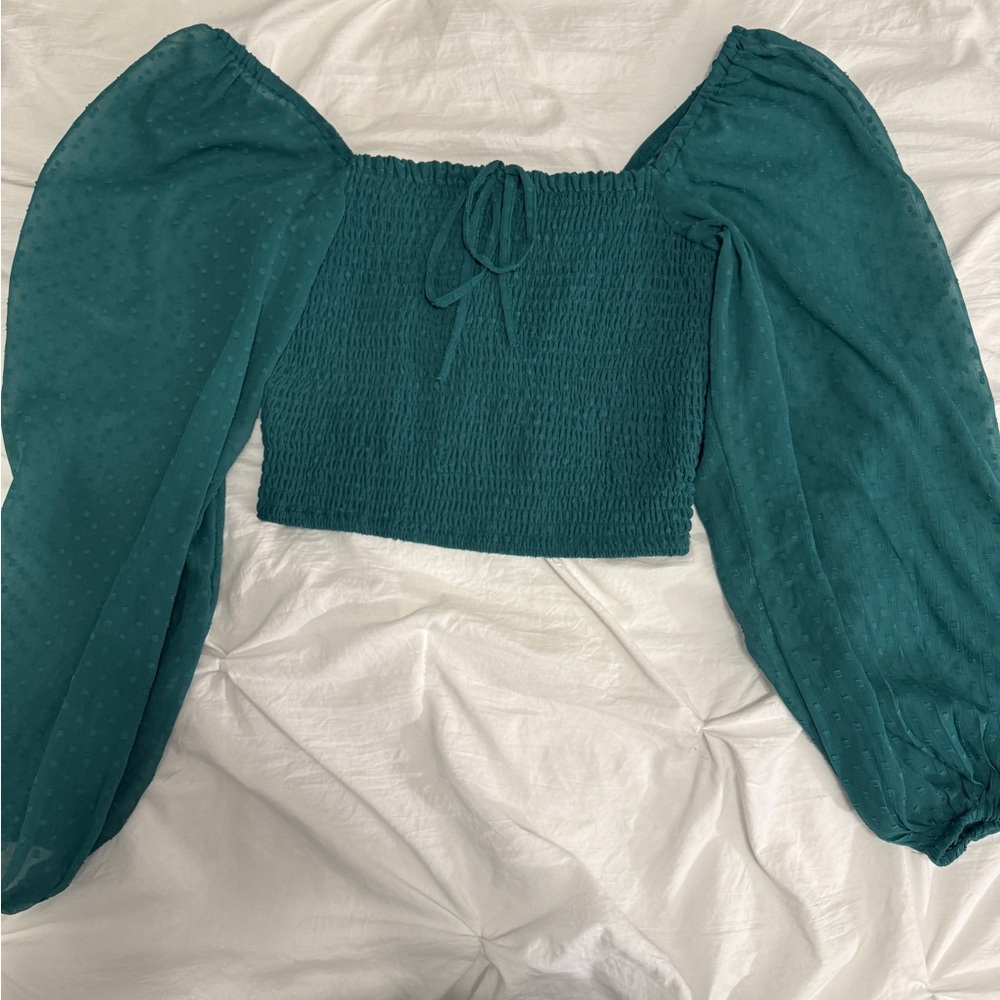 Elegant Teal Off-Shoulder Blouse